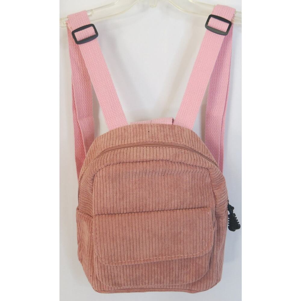 Mini Backpack NWT Purse Women Girls Corduroy Zipper Pink Casual School Everyday